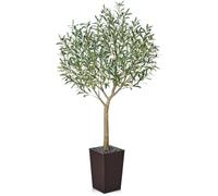 VeriNatural Artificial Olive Tree 180 cm - Large Artificial Plants Indoor with Fruits & Silk Leaves, UV Resistant - Fake Plants with Brown Taper Planter for Living Room Office Balcony Outdoor, VN156