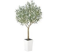 VeriNatural Artificial Olive Tree 180 cm - Large Artificial Plants Indoor with Fruits & Silk Leaves, UV Resistant - Fake Plants with White Taper Planter for Living Room Office Balcony Outdoor, VN156