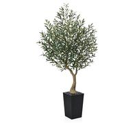 VeriNatural Artificial Olive Tree 180 cm - Tall Faux Plant with 1722 Silk Leaves, 78 Fruits, UV Resistant with Black Taper Planter - Large Artificial Plants for Indoors Outdoors Home Garden, VN137