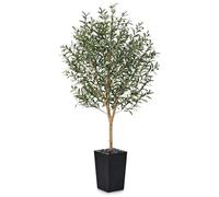 VeriNatural Artificial Olive Tree 180cm Fake Plant - Large Artificial Plants Indoor with Real Wood Trunk & Black Tapered Pot with River Pebbles - Decorative Faux Tree for Home, Office & Outdoor, VN133