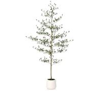 VeriNatural Artificial Olive Tree 180cm Tall Faux Plants Indoor - UV Resistant Fake Plant Tree with White Pot & Green Moss - Decorative Artificial Plant for Home, Office, Living Room, Bedroom,VN124