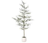 VeriNatural Artificial Olive Tree 210cm Tall Faux Plants Indoor - UV Resistant Fake Plant Tree with White Pot & Green Moss - Decorative Artificial Plant for Home, Office, Living Room, Bedroom,VN124