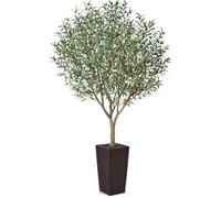 VeriNatural Artificial Olive Tree 240 cm - Large Artificial Plants Indoor with Fruits & Silk Leaves, UV Resistant - Fake Plants with Brown Taper Planter for Living Room Office Balcony Outdoor, VN156