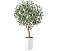 VeriNatural Artificial Olive Tree 240 cm - Large Artificial Plants Indoor with Fruits & Silk Leaves, UV Resistant - Fake Plants with White Taper Planter for Living Room Office Balcony Outdoor, VN156