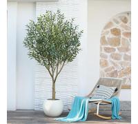 VeriNatural Artificial Olive Tree 7FT Tall Fake Tree - 3066 Leaves Faux Olive Trees with UV Resistant - Faux Plants Indoor Outdoor with Natural Wood Trunk for Home Room Office Decor Pottery