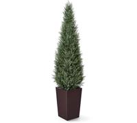 VeriNatural Artificial Plants Indoor Outdoor Fake Plants - 150 cm Tall Faux Cypress Tree with UV Resistant Plastic Green Leaves & Brown Pot - Large Artificial Plant for Garden Home House Decor, VN155