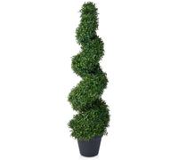 VeriNatural Artificial Plants Indoor Outdoor Spiral Topiary Tree - 90cm Tall Faux Plant with 450 Leaves in Black Pot, UV Resistant - Large Fake Green Tree for Home Garden Porch Decor, VN238
