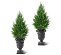 VeriNatural Artificial Topiary Cedar Tree 120 cm UV Resistant Urn Planter | Set of 2 Artificial Cypress Trees Fake Plants Outdoor for Garden Front Porch Home Office Decor
