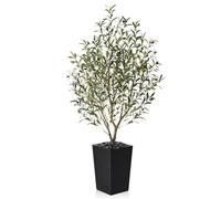 VeriNatural Fake Olive Tree 150cm Tall Artificial Plant Indoor - Faux Tree with 991 Leaves & 46 Fruits - UV Resistant Large Decorative Black Pot Plants for Home Office Living Room Outdoor, VN132