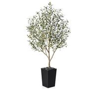 VeriNatural Fake Olive Tree 180cm Tall Artificial Plant Indoor - Faux Tree with 1221 Leaves & 57 Fruits - UV Resistant Large Decorative Black Pot Plants for Home Office Living Room Outdoor, VN132