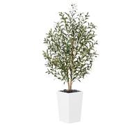 VeriNatural Olive Tree Artificial 150 cm Artificial Plants Indoor and Outdoor in Large Plastic Pot Tall Fake Plants for Home Office Decor (White Pot)