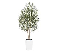 VeriNatural Olive Tree Artificial 180 cm Artificial Plants Indoor and Outdoor in Large Plastic Pot Tall Fake Plants for Home Office Decor (White Pot)