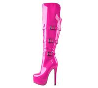 VERISSON Women's Platform Boots High Heels Long Shaft Overknee Boots Stilettos, Lacquer pink, 12 UK