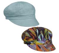 Lipodo Vermadia Reversible Newsboy Cap Cotton Linen Stretch Band Made in Italy Women Summer Turquoise