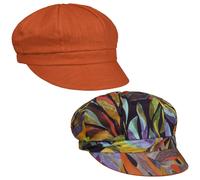 Lipodo Vermadia Newsboy Cap Reversible Cotton Linen Stretch Band Made in Italy Women Summer Terracotta One Size