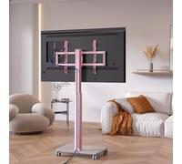 Vermars Pink Rolling TV Stand for 32 to 55 65 75 85 Inch TVs, Corner TV Floor Stand with Mount, Universal Portable Mobile TV Cart on Wheels, Small TV Stand for Bedroom, Living Room, Conference Room