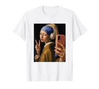 Vermeer Girl with Pearl Earring Funny Selfie Art Painter Value Graphic T-Shirt