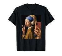 Vermeer Girl with Pearl Earring Funny Selfie Art Painter Value Graphic T-Shirt