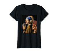 Vermeer Girl with Pearl Earring Funny Selfie Art Painter Value Graphic T-Shirt