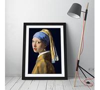 Vermeer Pearl Earring Girl Framed Wall Art Picture Print - A2 - Black Frame