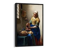 Vermeer The Milk Maid Canvas Floater Frame Print Picture Art - Black Frame 16 inch wide x 24 inch high