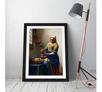 Vermeer The Milk Maid Framed Wall Art Picture Print - A4 - Black Frame