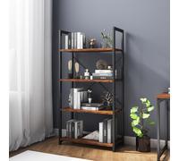 VERMESS 4-Tier Bookshelf, 24 inch Wood Bookcase with Open Shelves, Rustic Brown Book Shelf Storage Shelving Unit, Industrial Standing Bookshelves