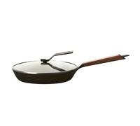 Vermicular Frying Pan with Glass Lid | 26cm (10.2”) | Walnut Wood Handle | Lightweight Enameled Cast Iron Skillet with Non-Toxic Enamel Finish | Induction-compatible | Made in Japan