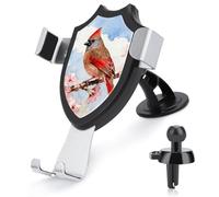 Vermilion Finch on Spring Branch Car Phone Mount Universal Cell Phone Holder for Dashboard Windshield Air Vent, Rotatable Adjustable Automobile Cradle, Compatible with All 4-6 Inch Smartphone