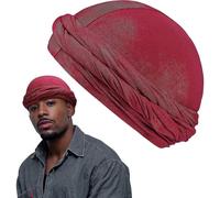 (Vermilion) Halo Turban Headwraps Satin Lined For Men, Pre-tied Head Scarf For Black Men