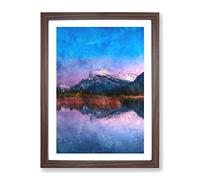 Vermillion Lakes In Banff Canada Painting Modern Framed Print | A4 Walnut Framed Wall Art | Ready to Hang | Modern Historical Picture | Living Room Bedroom Lounge Office
