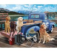 Vermont Christmas Company Dogs Gone Fishing Jigsaw Puzzle - 550 Piece Dog Puzzle for Adults & Families - Cute Puzzles of Dogs with Durable, Fully Interlocking & Randomly Shaped Pieces
