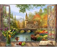 Vermont Christmas Company Autumn Church Jigsaw Puzzle 550 Piece Fall Puzzles for Adults - Randomly Shaped and Fully Interlocking Puzzle Pieces