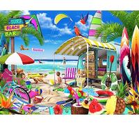 Vermont Christmas Company Beach Getaway Jigsaw Puzzle 550 Piece - Fully Interlocking and Randomly Shaped Pieces - 24" x 18"