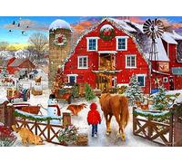 Vermont Christmas Company 'Christmas Horse Farm' Jigsaw Puzzle 1000 Piece - Fully Interlocking & Randomly Shaped Pieces - 26 5/8" x 19 1/4"