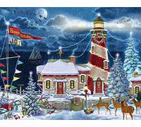 Vermont Christmas Company Christmas Lighthouse Jigsaw Puzzle 1000 Piece by