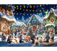 Vermont Christmas Company Christmas Town 550-Piece Jigsaw Puzzle - Large, Randomly Shaped Pieces - 24" x 18"