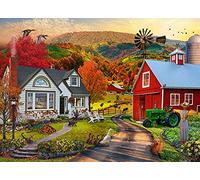 Vermont Christmas Company Country Farm in The Fall Jigsaw Puzzle 1000 Piece - Fully Interlocking & Randomly Shaped Pieces