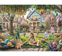 Vermont Christmas Company Easter Egg Hunt Jigsaw Puzzle 550 Piece - Large Pieces - Fully Interlocking & Randomly Shaped - 24" x 18"