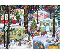 Vermont Christmas Company - Holiday Camping Jigsaw Puzzle 1000 Piece - Finished Size 26 5/8" x 19 1/4" - Fully Interlocking & Randomly Shaped Pieces