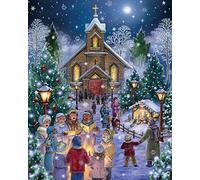 Vermont Christmas Company Midnight Mass Jigsaw Puzzle 1000 Piece 30"x24" - Puzzle for Adults - Fully Interlocking Pieces - Unique, Randomly Shaped Pieces