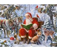 Vermont Christmas Company Santa's Forest Christmas Jigsaw Puzzle 550 Piece - Large Pieces - Fully Interlocking & Randomly Shaped - 24" x 18"