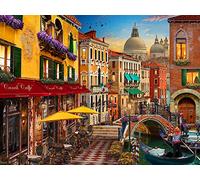 Vermont Christmas Company Venice Cafe Jigsaw Puzzle 550 Piece - Venice Canals Puzzle for Adults - Large, Interlocking Pieces