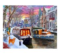 Vermont Christmas Company 'Winter Canal' Jigsaw Puzzle 1000 Piece - Large Pieces - Fully Interlocking & Randomly Shaped Pieces