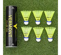 Vermont Club 100 Badminton Shuttlecocks Set | 77/78/79 Speed | Cork Tip & Synthetic Skirt Shuttlecock | Club & Fun Play | High Visibility Yellow or White | 6 Pack (79 (Fast) Speed, Yellow)