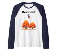 Vermont Fall Foliage Autumn Leaves New England Souvenir Raglan Baseball Tee