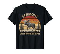 Vermont Green Mountain State Pride Moose Distressed Sunset T-Shirt