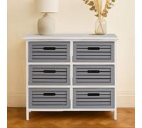 Vermont Grey and White Wash Wooden 6 Drawer Unit
