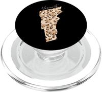 Vermont Leopard Pattern Map Leo State Of Vermont PopSockets PopGrip for MagSafe