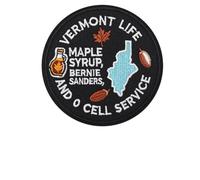Vermont Life Maple Syrup Bernie Sanders and 0 Cell Service Patch Humor Tactical Military Embroidered Patches - Hook and Loop Fastener